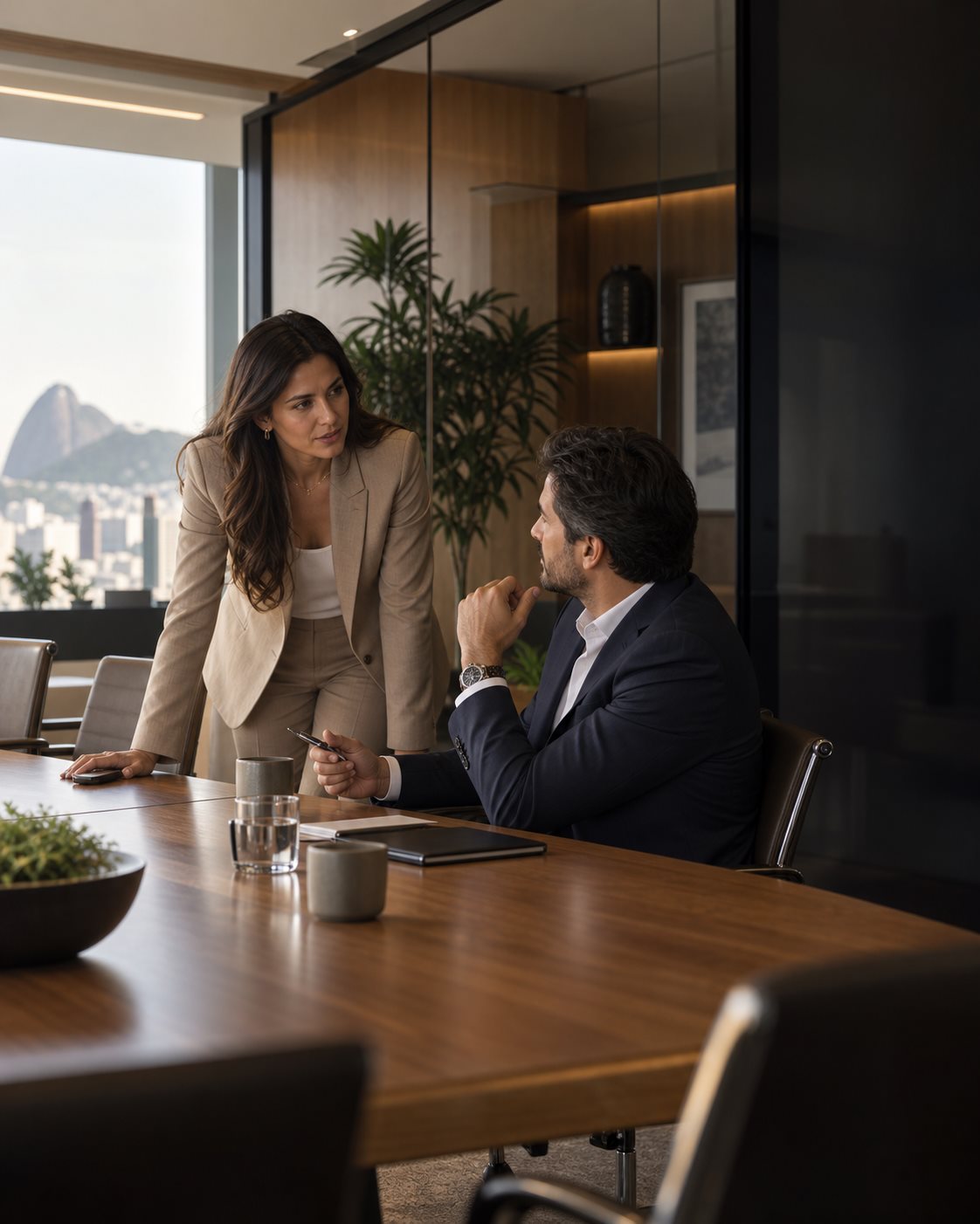Lideranças empresariais em uma reunião estratégica